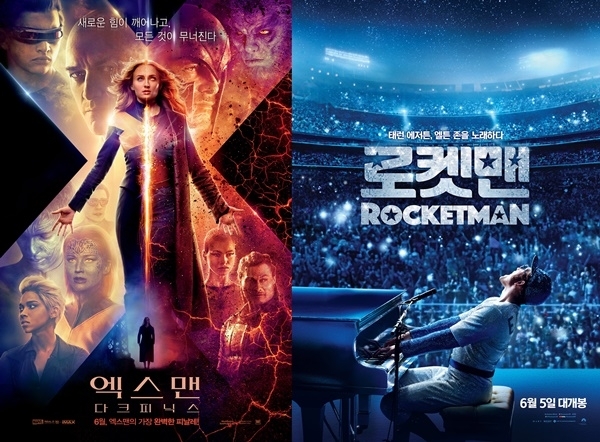 영화 ‘엑스맨: 다크 피닉스’, ‘로켓맨’ 포스터/사진=㈜이십세기폭스코리아, 롯데엔터테인먼트