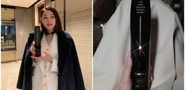 Model Han Hye-jin delivered the news of winning the '2020 Korea Designer Fashion Awards' through her SNS on the 24th/Photo = Han Hye-jin SNS